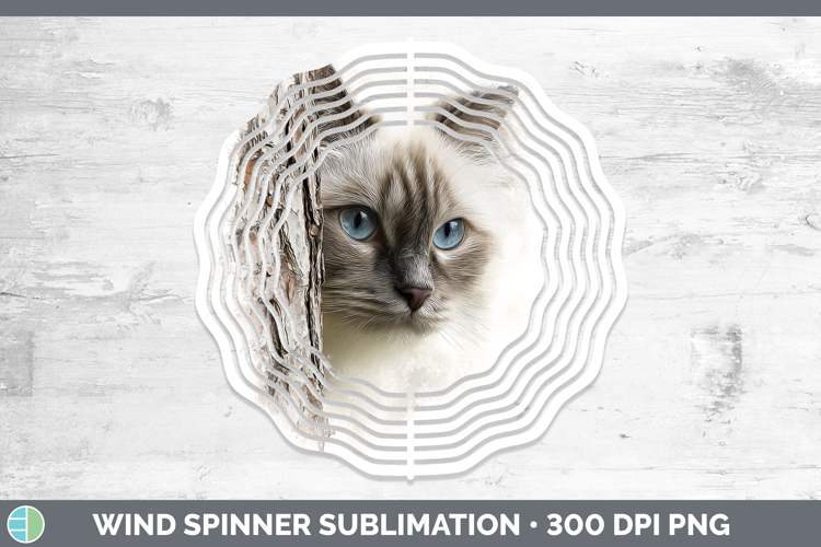 Birman Cats Tree Peek Wind Spinner Sublimation Design