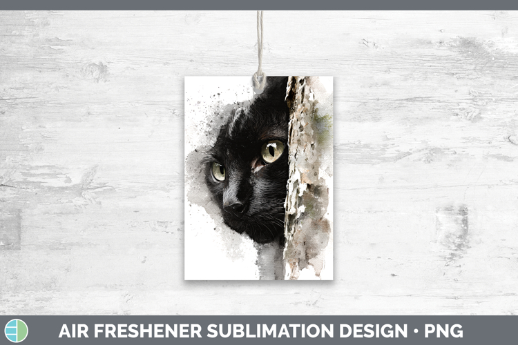 Black Cats Tree Peek Air Freshener Sublimation Design