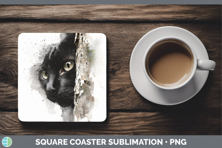 GorgeousCats Tree Peek Square Coaster design.