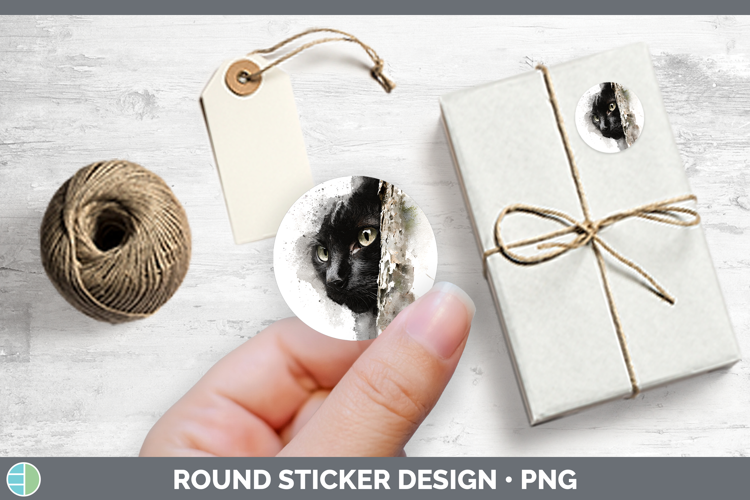 Black Cats Tree Peek Stickers Design