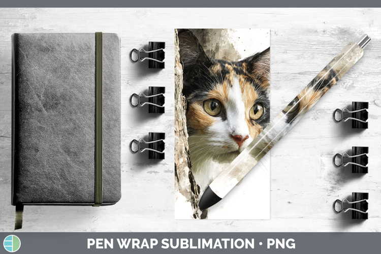 Calico Cats Tree Peek Pen Wrap Sublimation Design