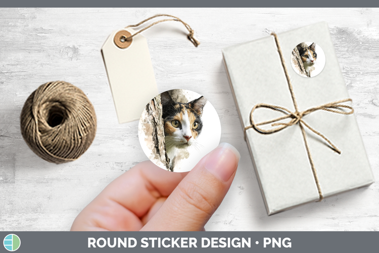 Calico Cats Tree Peek Stickers Design