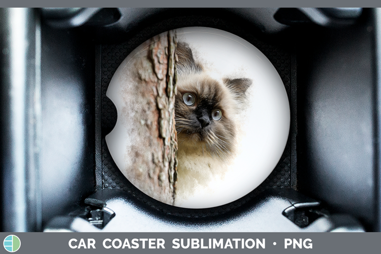 Himalayan Cats Tree Peek Car Coaster Sublimation Design