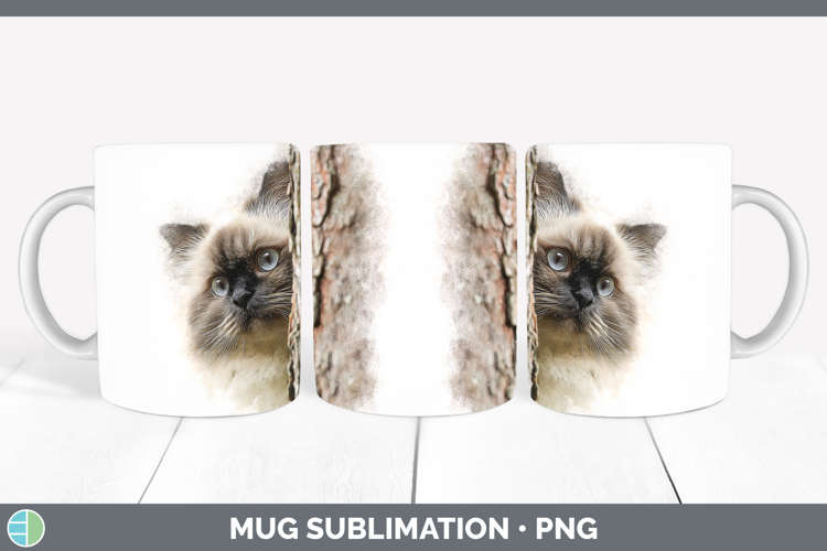Himalayan Cats Tree Peek Mug Wrap Sublimation Design