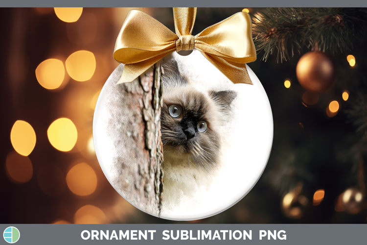 Himalayan Cats Tree Peek Ornament Sublimation Design