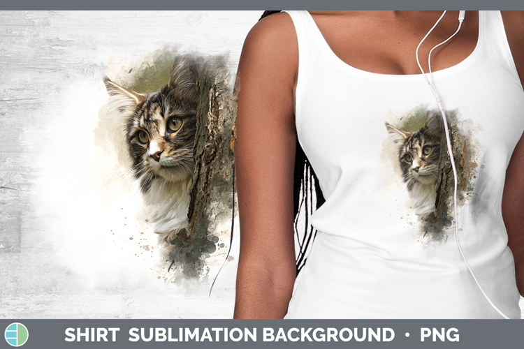 Maine Coon Cats Tree Peek Shirt Sublimation Design