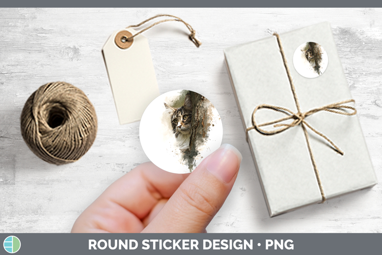 Maine Coon Cats Tree Peek Stickers Design