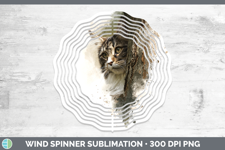 Maine Coon Cats Tree Peek Wind Spinner Sublimation Design