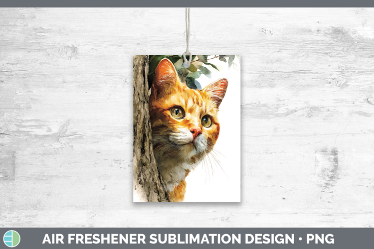 Orange Cats Tree Peek Air Freshener Sublimation Design