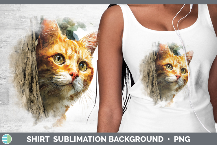 Orange Cats Tree Peek Shirt Sublimation Design