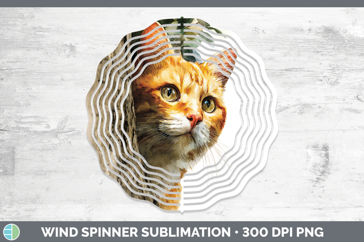 Orange Cats Tree Peek Wind Spinner Sublimation Design