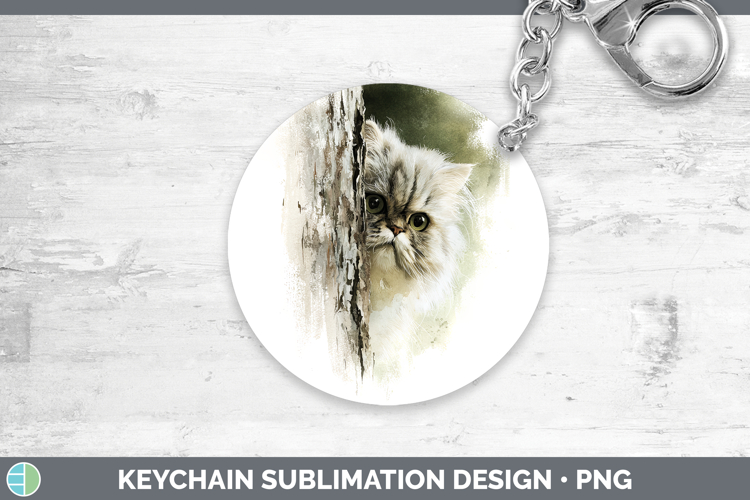 Persian Cats Tree Peek Keychain Sublimation Design