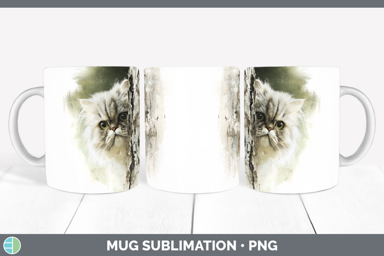 Persian Cats Tree Peek Mug Wrap Sublimation Design