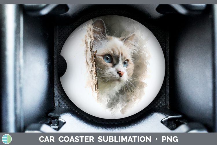 Ragdoll Cats Tree Peek Car Coaster Sublimation Design