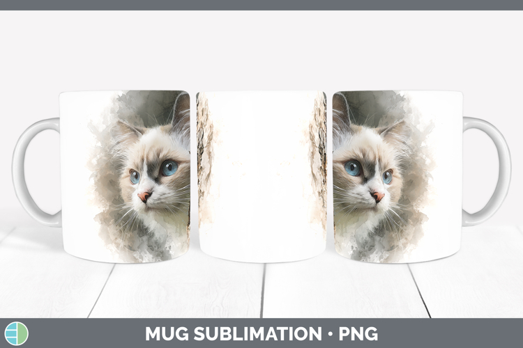 Ragdoll Cats Tree Peek Mug Wrap Sublimation Design