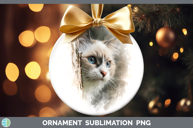 Ragdoll Cats Tree Peek Ornament Sublimation Design