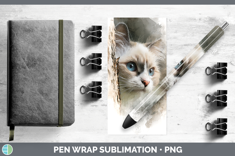Ragdoll Cats Tree Peek Pen Wrap Sublimation Design