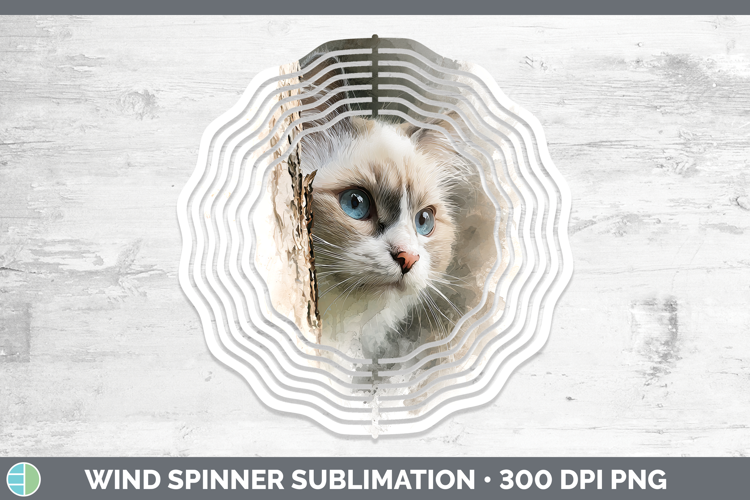 Ragdoll Cats Tree Peek Wind Spinner Sublimation Design