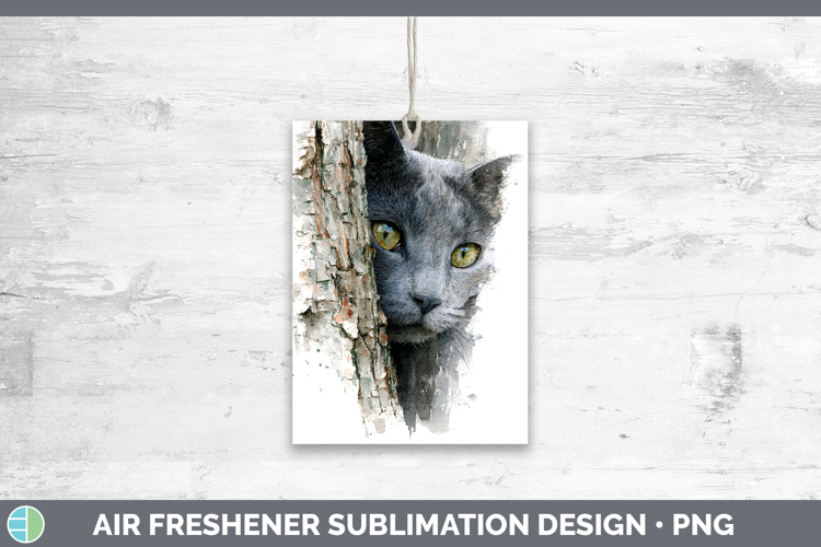 Russian Blue Cats Tree Peek Air Freshener Sublimation Design