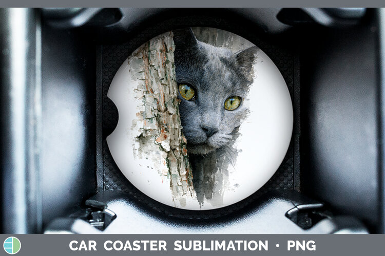 GorgeousCats Tree Peek Car Coaster design.