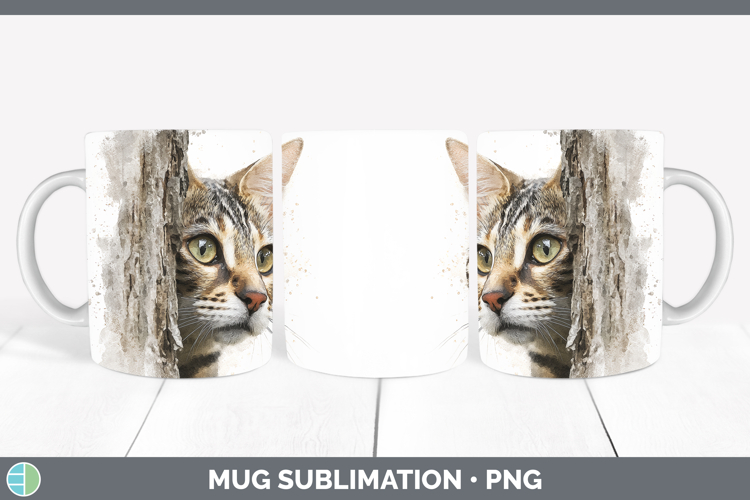 Savannah Cats Tree Peek Mug Wrap Sublimation Design