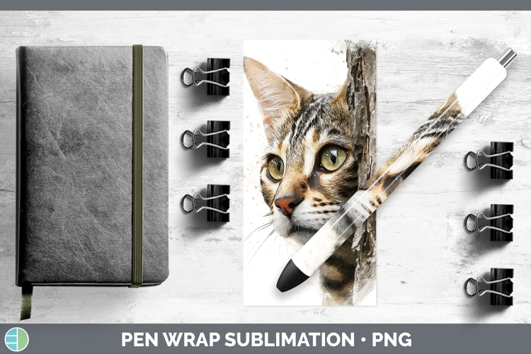 Savannah Cats Tree Peek Pen Wrap Sublimation Design