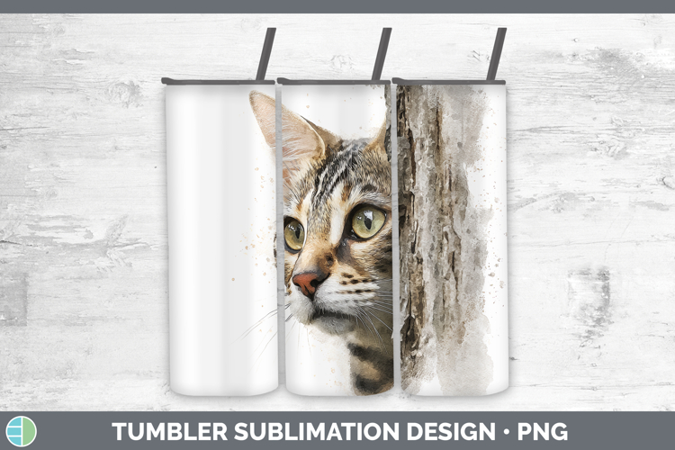 Savannah Cats Tree Peek Tumbler Sublimation Design