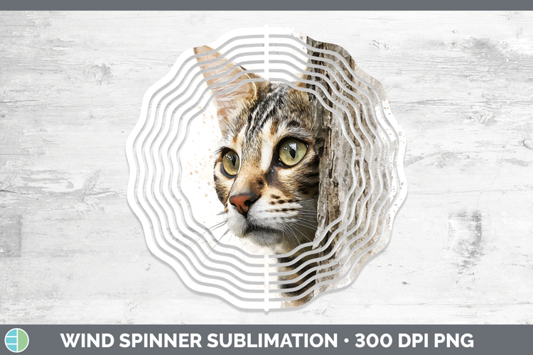 Savannah Cats Tree Peek Wind Spinner Sublimation Design