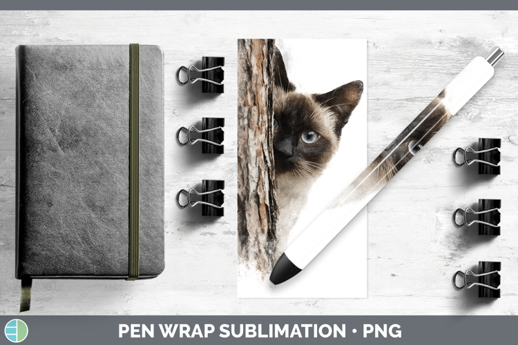 Siamese Cats Tree Peek Pen Wrap Sublimation Design