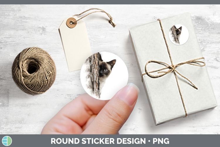 Siamese Cats Tree Peek Stickers Design