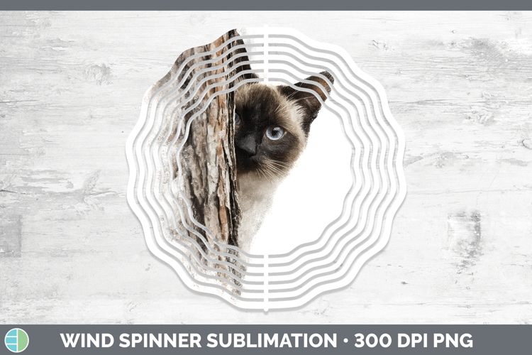 Siamese Cats Tree Peek Wind Spinner Sublimation Design
