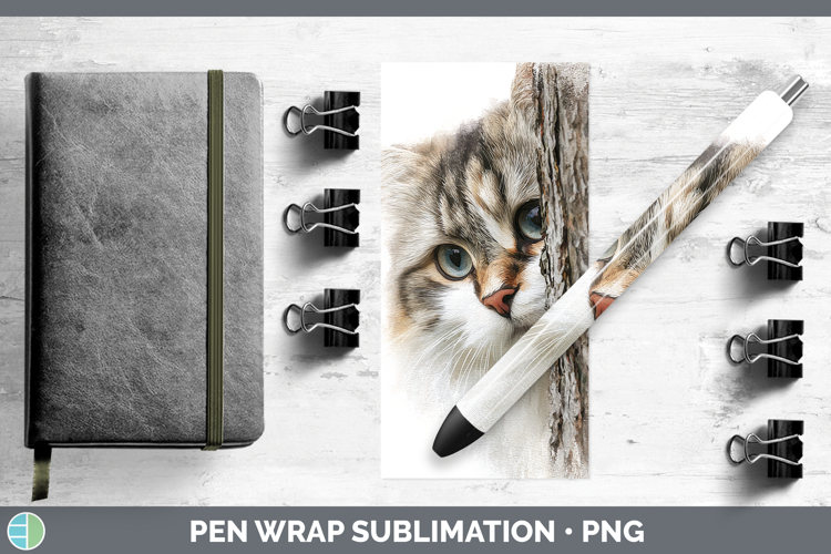 Siberian Cats Tree Peek Pen Wrap Sublimation Design