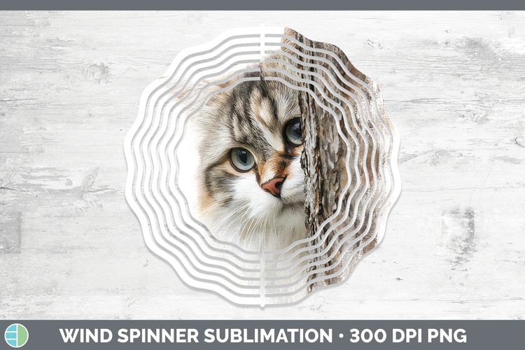 Siberian Cats Tree Peek Wind Spinner Sublimation Design