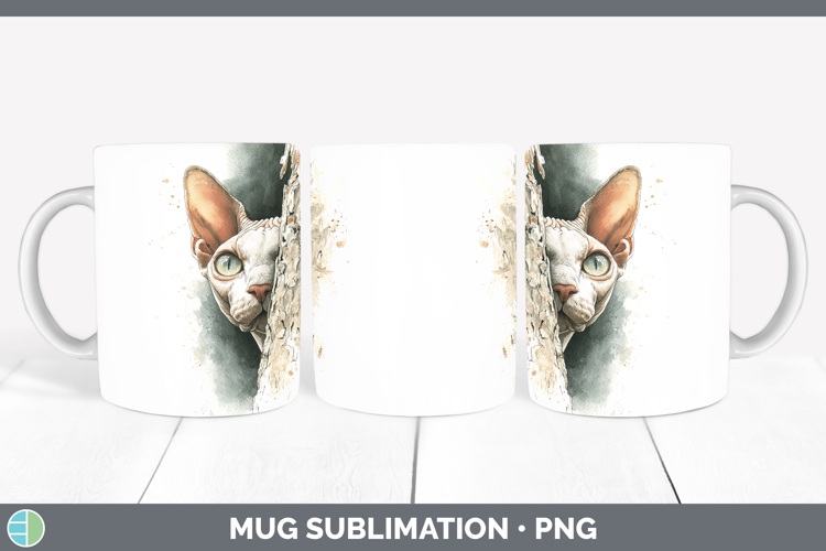 Sphynx Cats Tree Peek Mug Wrap Sublimation Design