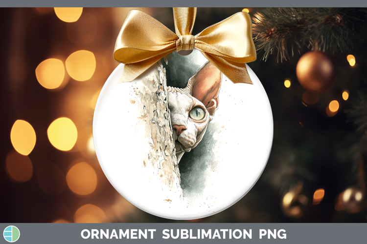 Sphynx Cats Tree Peek Ornament Sublimation Design