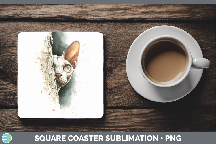 GorgeousCats Tree Peek Square Coaster design.