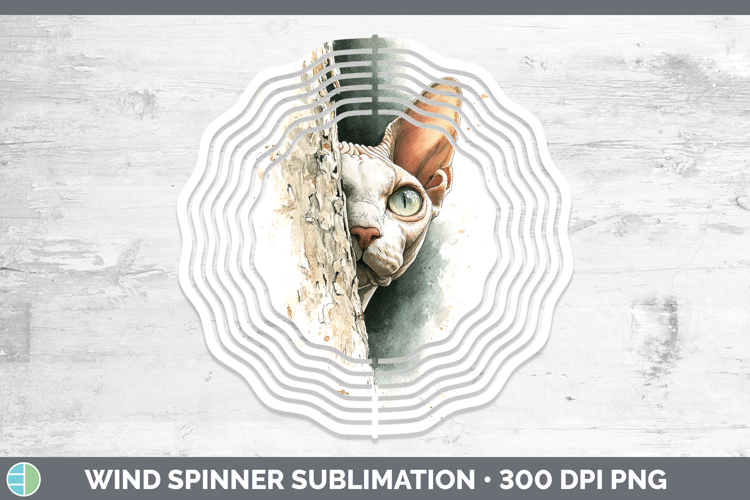 Sphynx Cats Tree Peek Wind Spinner Sublimation Design