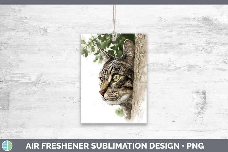 Tabby Cats Tree Peek Air Freshener Sublimation Design