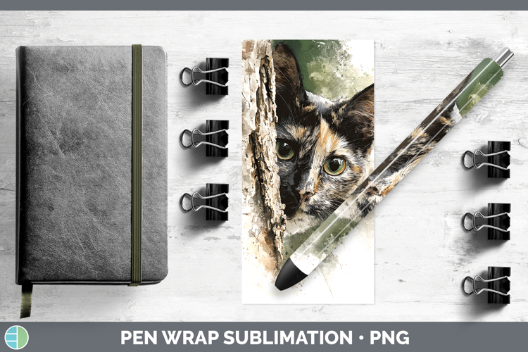 Tortoiseshell Cats Tree Peek Pen Wrap Sublimation Design