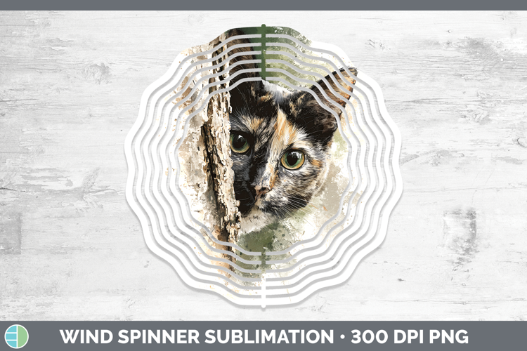 Tortoiseshell Cats Tree Peek Wind Spinner Sublimation Design