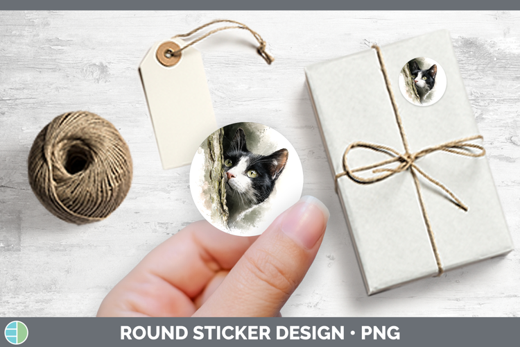 Tuxedo Cats Tree Peek Stickers Design