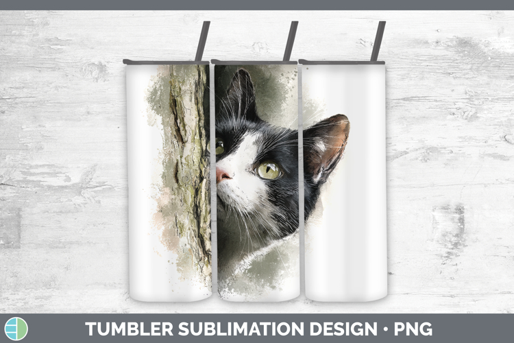 Tuxedo Cats Tree Peek Tumbler Sublimation Design