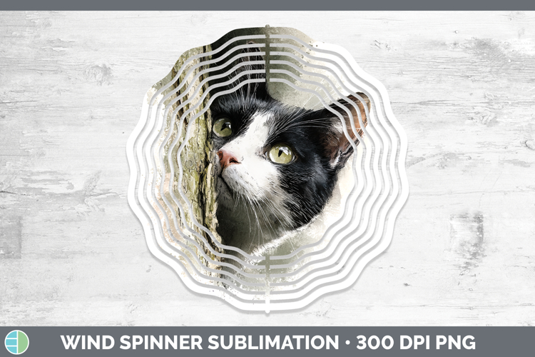 Tuxedo Cats Tree Peek Wind Spinner Sublimation Design
