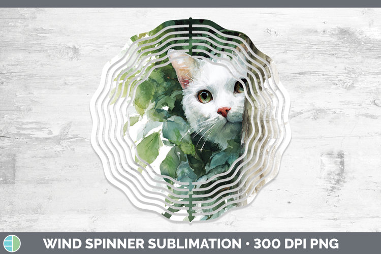 White Cats Tree Peek Wind Spinner Sublimation Design