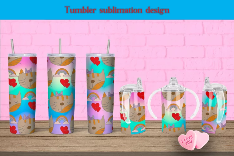 Cats skinny and sippy cup tumbler sublimation design