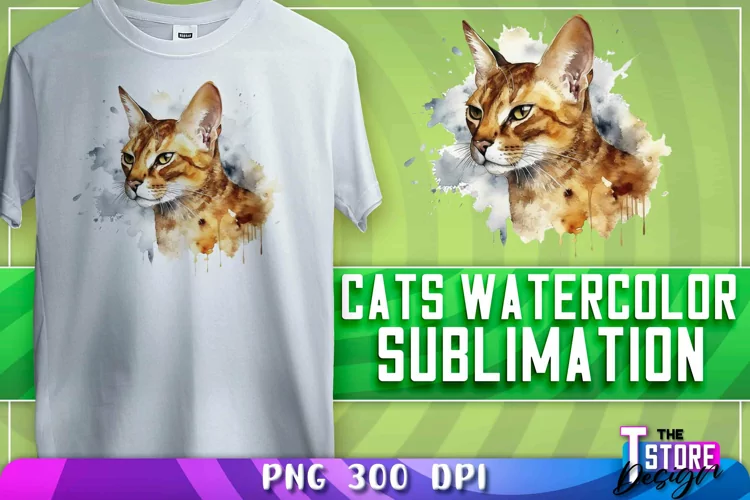 Cats Watercolor Sublimation | T-Shirt Design | PNG File