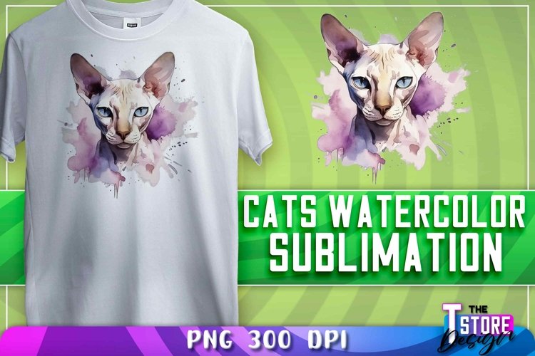 Cats Watercolor Sublimation | T-Shirt Design | PNG File