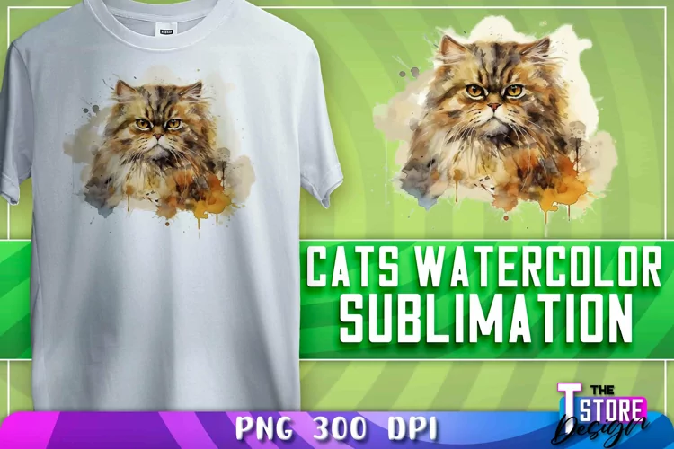 Cats Watercolor Sublimation | T-Shirt Design | PNG File