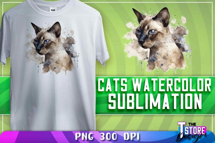 Cats Watercolor Sublimation | T-Shirt Design | PNG File