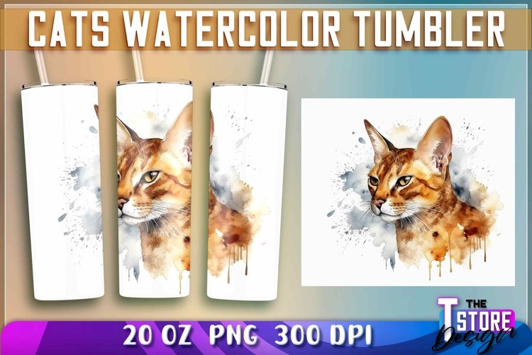 Cats Watercolor Tumblers Wrap 20 oz. |PNG File| PNG 300 DPI